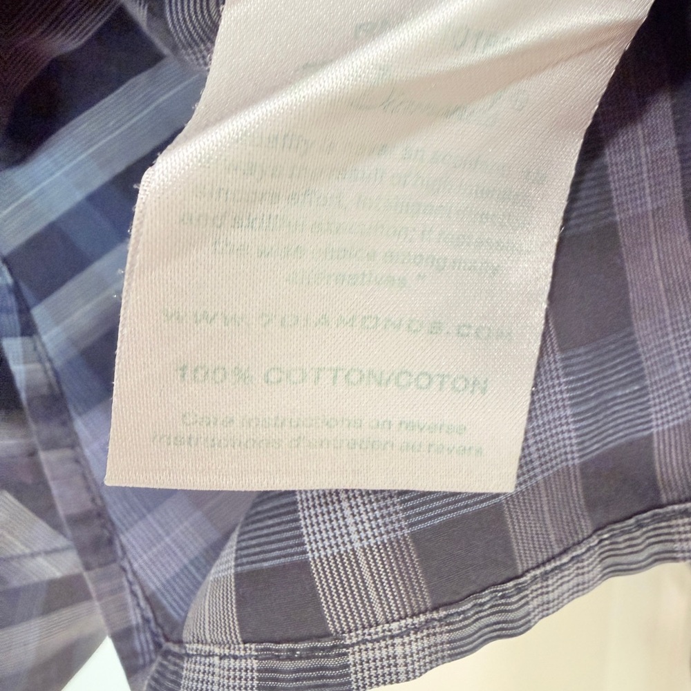 7 Diamonds Men’s Gray Plaid Button Down Shirt Size XL Long Sleeve Like New Sleek - Picture 6 of 7